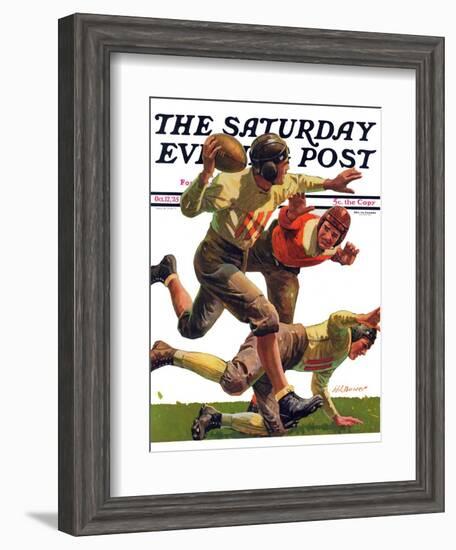 "Quarterback Pass," Saturday Evening Post Cover, October 12, 1935-Maurice Bower-Framed Giclee Print