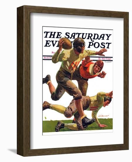 "Quarterback Pass," Saturday Evening Post Cover, October 12, 1935-Maurice Bower-Framed Giclee Print