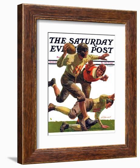 "Quarterback Pass," Saturday Evening Post Cover, October 12, 1935-Maurice Bower-Framed Giclee Print