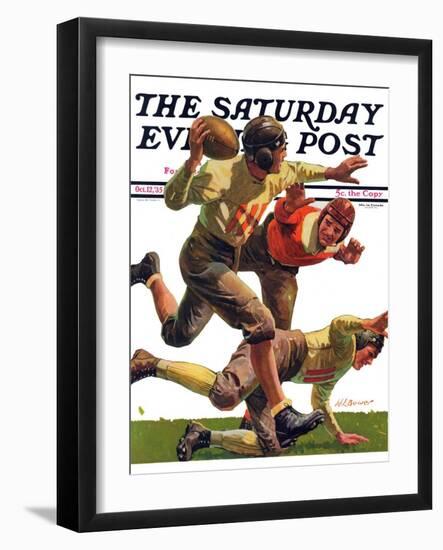 "Quarterback Pass," Saturday Evening Post Cover, October 12, 1935-Maurice Bower-Framed Giclee Print