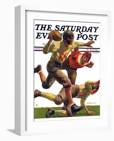 "Quarterback Pass," Saturday Evening Post Cover, October 12, 1935-Maurice Bower-Framed Giclee Print