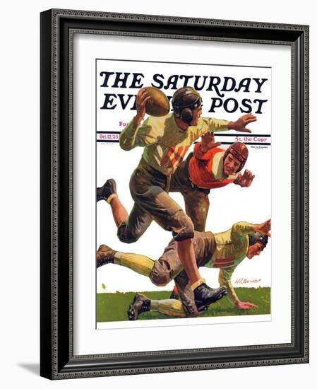 "Quarterback Pass," Saturday Evening Post Cover, October 12, 1935-Maurice Bower-Framed Giclee Print