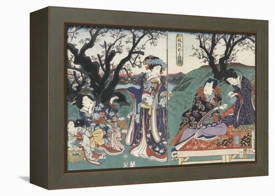 Quartier des maisons de plaisir à l'aube-Utagawa Kunisada-Framed Premier Image Canvas