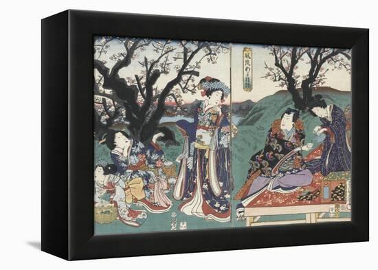 Quartier des maisons de plaisir à l'aube-Utagawa Kunisada-Framed Premier Image Canvas