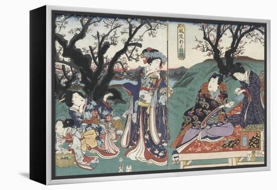 Quartier des maisons de plaisir à l'aube-Utagawa Kunisada-Framed Premier Image Canvas