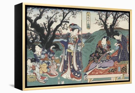 Quartier des maisons de plaisir à l'aube-Utagawa Kunisada-Framed Premier Image Canvas