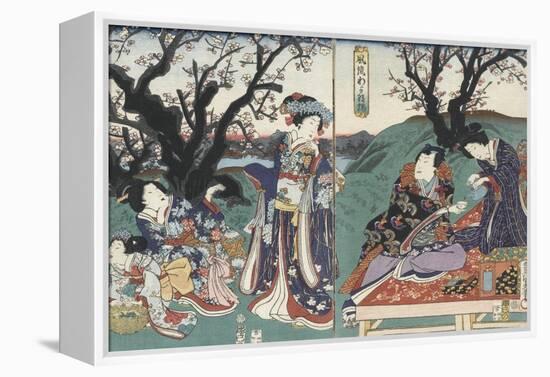 Quartier des maisons de plaisir à l'aube-Utagawa Kunisada-Framed Premier Image Canvas