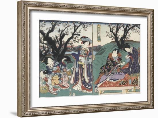 Quartier des maisons de plaisir à l'aube-Utagawa Kunisada-Framed Giclee Print