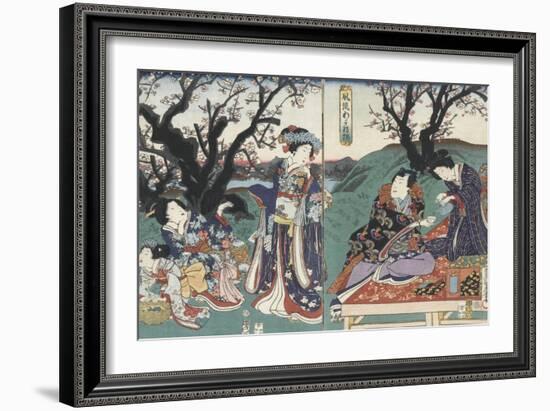 Quartier des maisons de plaisir à l'aube-Utagawa Kunisada-Framed Giclee Print