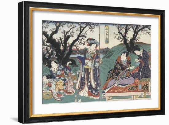 Quartier des maisons de plaisir à l'aube-Utagawa Kunisada-Framed Giclee Print