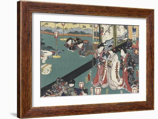 Quartier des maisons de plaisir à l'aube-Utagawa Kunisada-Framed Giclee Print