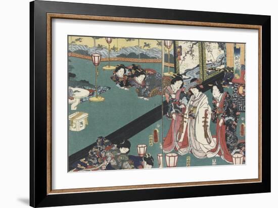 Quartier des maisons de plaisir à l'aube-Utagawa Kunisada-Framed Giclee Print