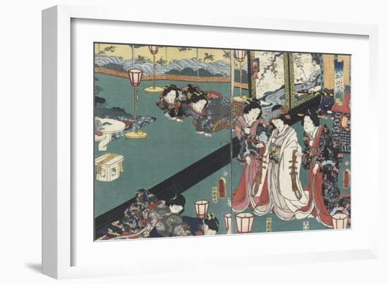 Quartier des maisons de plaisir à l'aube-Utagawa Kunisada-Framed Giclee Print