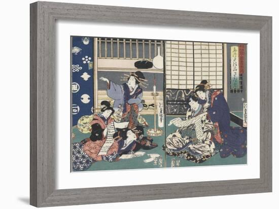 Quartier des maisons de plaisir à l'aube-Utagawa Kunisada-Framed Giclee Print