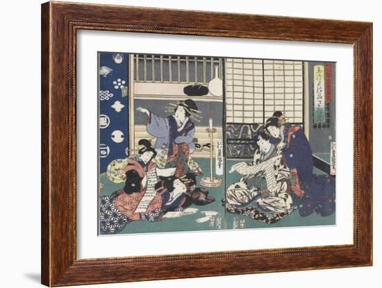 Quartier des maisons de plaisir à l'aube-Utagawa Kunisada-Framed Giclee Print