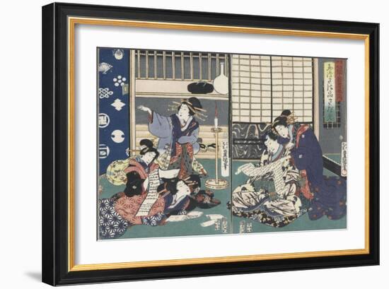 Quartier des maisons de plaisir à l'aube-Utagawa Kunisada-Framed Giclee Print