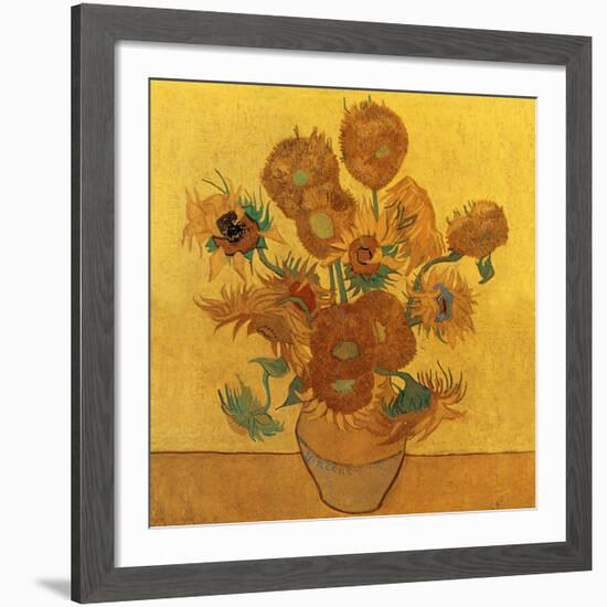 Quatorze tournesols dans un vase (Détail)-Vincent van Gogh-Framed Art Print