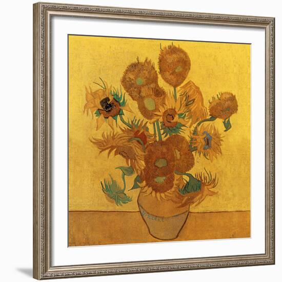 Quatorze tournesols dans un vase (Détail)-Vincent van Gogh-Framed Art Print