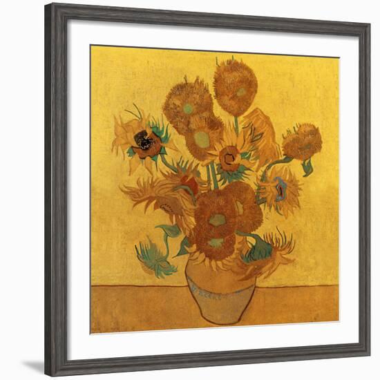 Quatorze tournesols dans un vase (Détail)-Vincent van Gogh-Framed Art Print