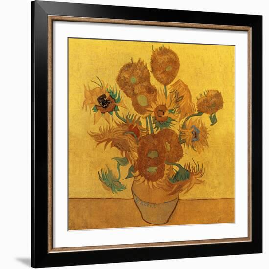 Quatorze tournesols dans un vase (Détail)-Vincent van Gogh-Framed Art Print