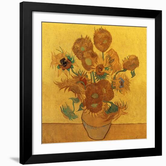 Quatorze tournesols dans un vase (Détail)-Vincent van Gogh-Framed Art Print