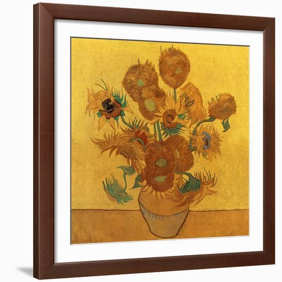 Quatorze tournesols dans un vase (Détail)-Vincent van Gogh-Framed Art Print