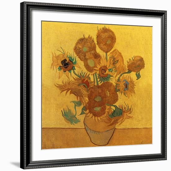 Quatorze tournesols dans un vase (Détail)-Vincent van Gogh-Framed Art Print