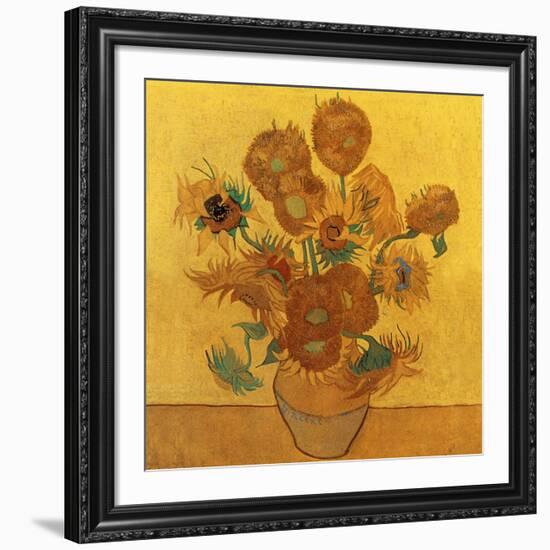 Quatorze tournesols dans un vase (Détail)-Vincent van Gogh-Framed Art Print