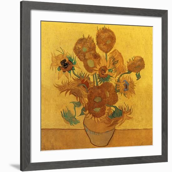 Quatorze tournesols dans un vase (Détail)-Vincent van Gogh-Framed Art Print