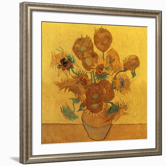 Quatorze tournesols dans un vase (Détail)-Vincent van Gogh-Framed Art Print