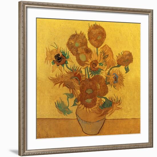 Quatorze tournesols dans un vase (Détail)-Vincent van Gogh-Framed Art Print