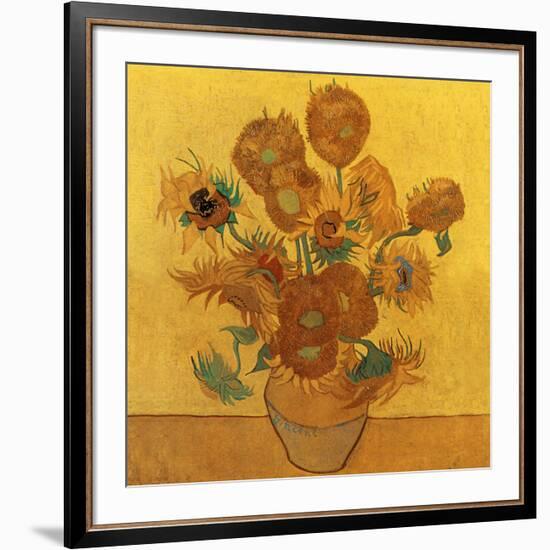 Quatorze tournesols dans un vase (Détail)-Vincent van Gogh-Framed Art Print