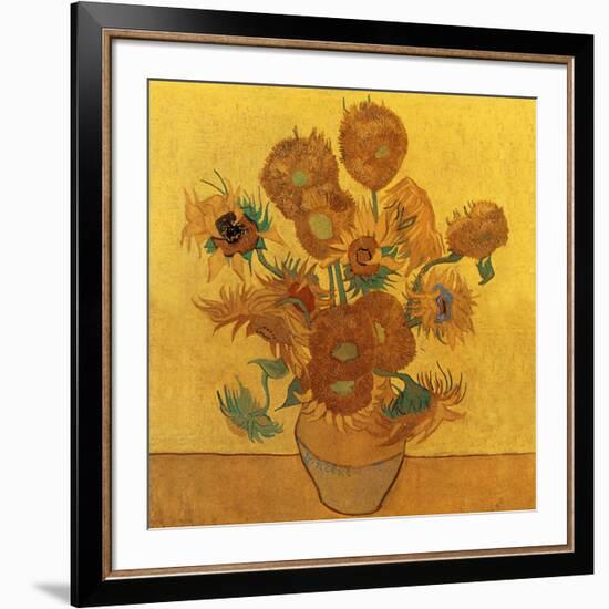 Quatorze tournesols dans un vase (Détail)-Vincent van Gogh-Framed Art Print