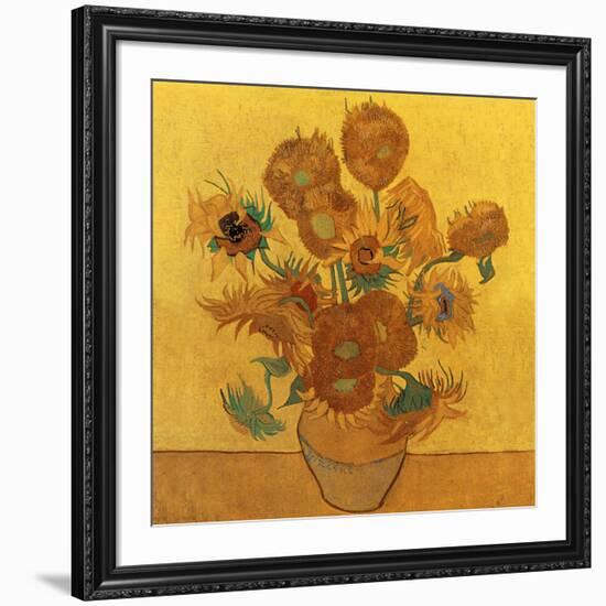 Quatorze tournesols dans un vase (Détail)-Vincent van Gogh-Framed Art Print