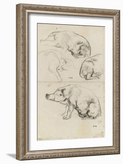 Quatre ?des de cochons-Jean-François Millet-Framed Giclee Print