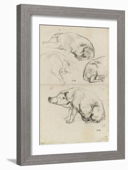 Quatre ?des de cochons-Jean-François Millet-Framed Giclee Print