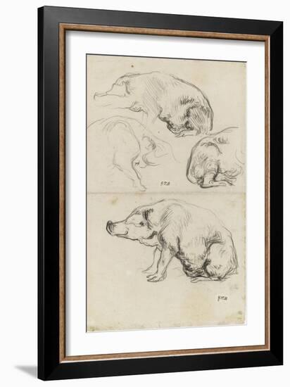 Quatre ?des de cochons-Jean-François Millet-Framed Giclee Print