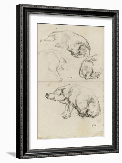 Quatre ?des de cochons-Jean-François Millet-Framed Giclee Print