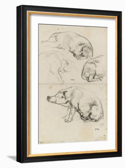 Quatre ?des de cochons-Jean-François Millet-Framed Giclee Print