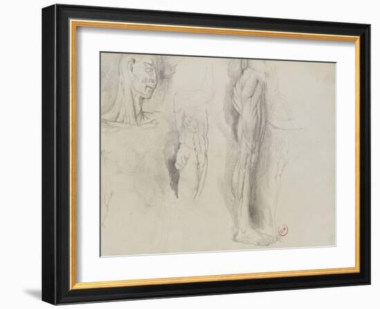 Quatre études d'après un écorché-Gustave Moreau-Framed Giclee Print