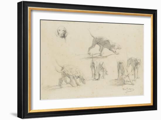 Quatre études d'un couple de chiens de chasse, et une tête de chien-Rosa Bonheur-Framed Giclee Print