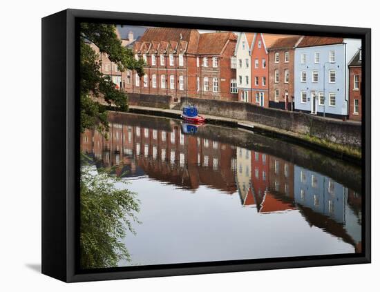 Quayside Buildings Reflected in the River Wensum, Norwich, Norfolk, England, United Kingdom, Europe-Mark Sunderland-Framed Premier Image Canvas