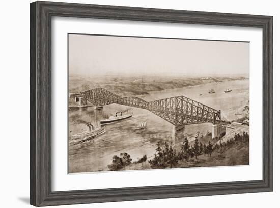 Quebec Bridge over the St. Lawrence River, Canada, Illustration from 'The Outline of History' by…-English School-Framed Giclee Print