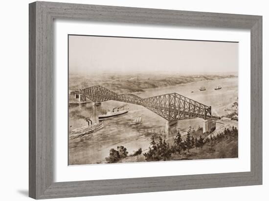 Quebec Bridge over the St. Lawrence River, Canada, Illustration from 'The Outline of History' by…-English School-Framed Giclee Print