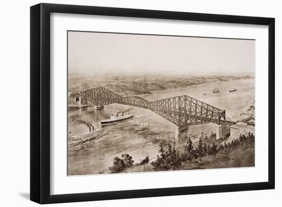 Quebec Bridge over the St. Lawrence River, Canada, Illustration from 'The Outline of History' by…-English School-Framed Giclee Print