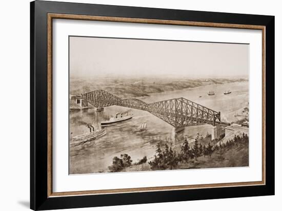 Quebec Bridge over the St. Lawrence River, Canada, Illustration from 'The Outline of History' by…-English School-Framed Giclee Print