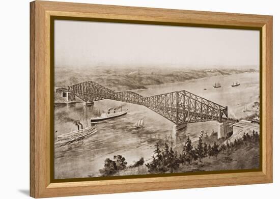 Quebec Bridge over the St. Lawrence River, Canada, Illustration from 'The Outline of History' by…-English School-Framed Premier Image Canvas