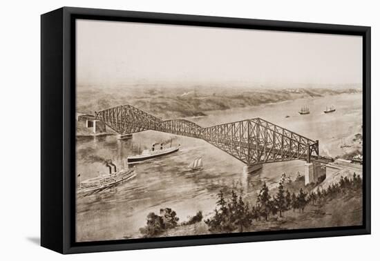 Quebec Bridge over the St. Lawrence River, Canada, Illustration from 'The Outline of History' by…-English School-Framed Premier Image Canvas