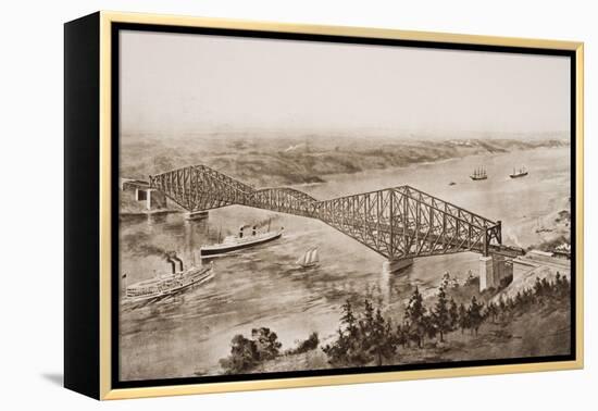 Quebec Bridge over the St. Lawrence River, Canada, Illustration from 'The Outline of History' by…-English School-Framed Premier Image Canvas