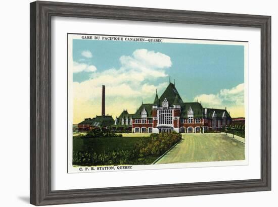 Quebec, Canada - Canadian Pacific Railroad Station Exterior-Lantern Press-Framed Art Print